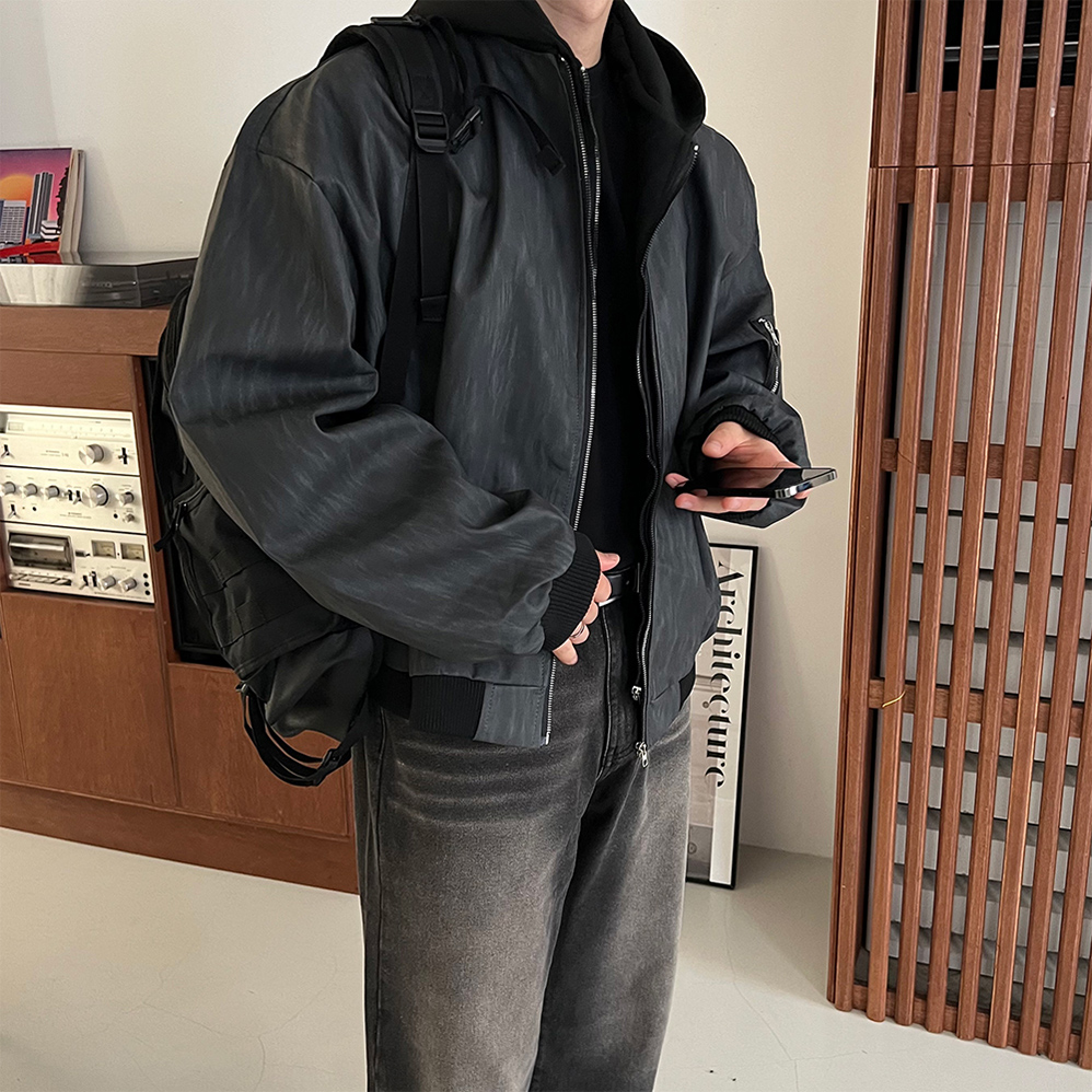남자크롭자켓 남자가죽자켓 - 상세 이미지 4