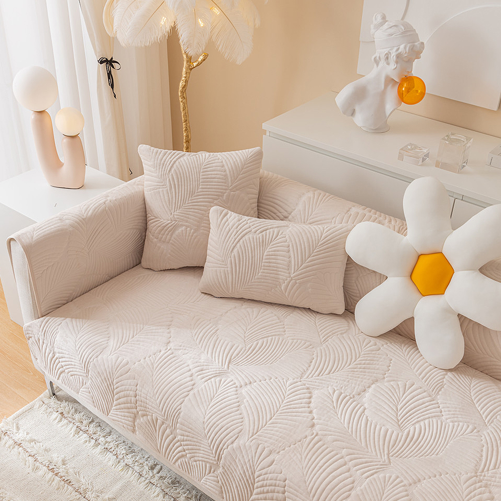 겨울 극세사 쇼파패드 2 3인용 넓은 돌 흙 소파토퍼 매트 커버 깃털아이보리 70x150