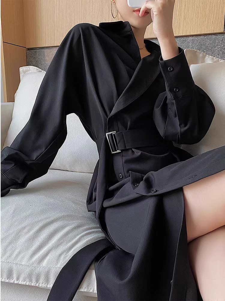 체형보정 원피스 가을 10월 결혼식 하객 원피스 트임 벨트