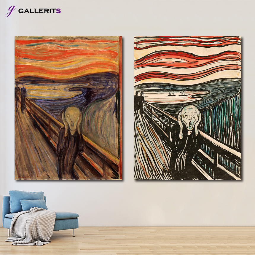 뭉크 전시 명화 인테리어 그림 액자 벽 태양 마돈나 절규 2세트소형 - 상품 이미지