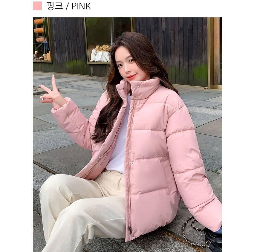 핑크 숏 패딩 여성 짧은 패딩 여대생 패딩 한겨울 이미지 3