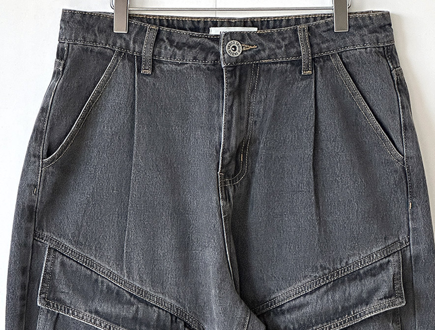 남자 와이드 청바지 카고 포켓 빅사이즈 데님팬츠 - 상세 이미지 5