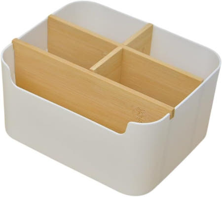 [해외]Senfu 원격제어 랙홀더 수납정리 깔끔한 5 포켓 화장품 소품 공간 나무 칸막이 멋쟁이(화이트)