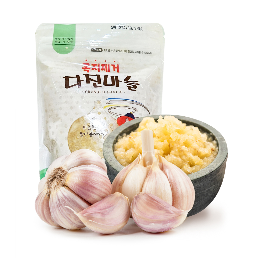 신선당일제조 국산 다진마늘 꼭지제거마늘 간마늘 냉장 보냉백 - 상품 이미지