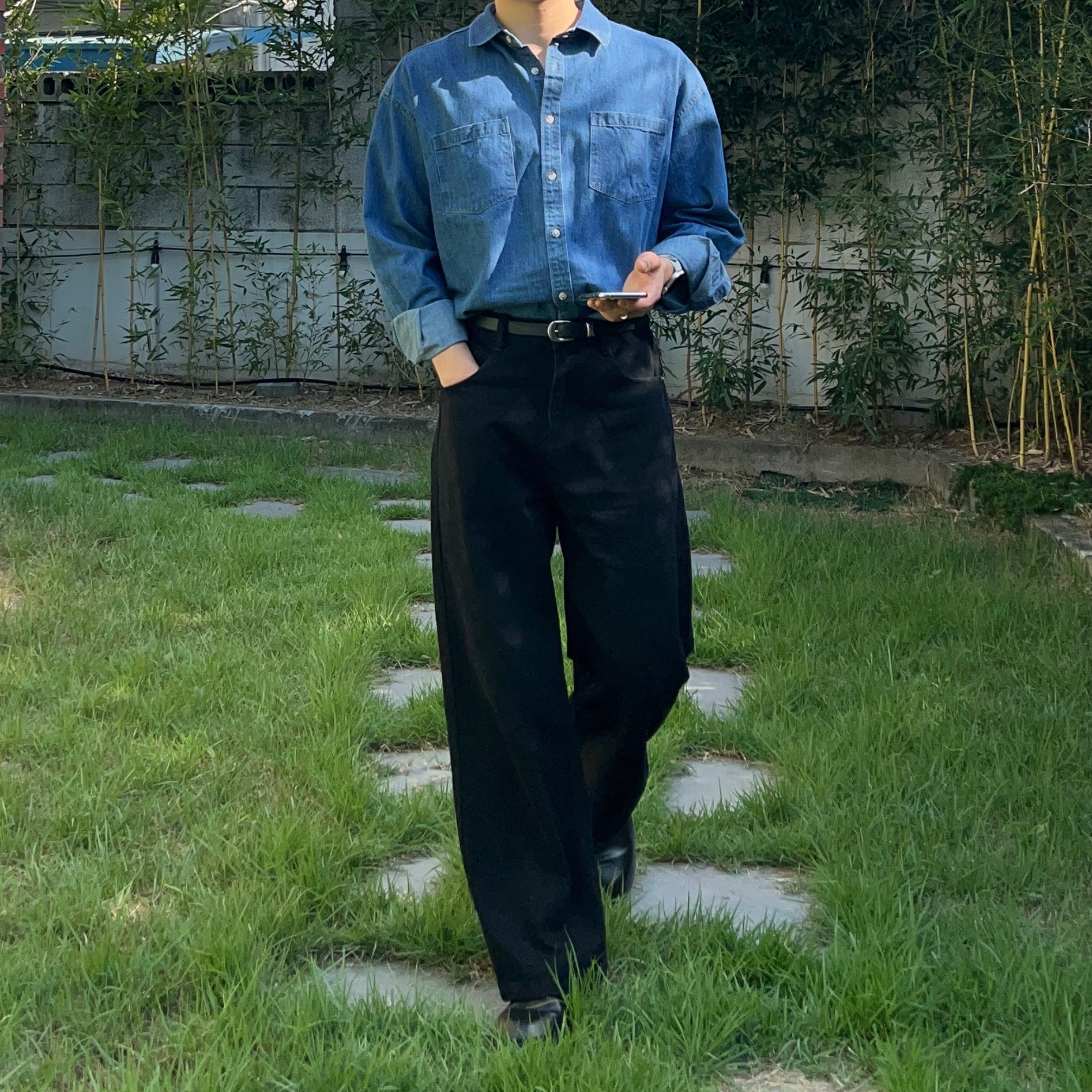 남자청남방 오버핏데님셔츠 투포켓셔츠 - 상세 이미지 3