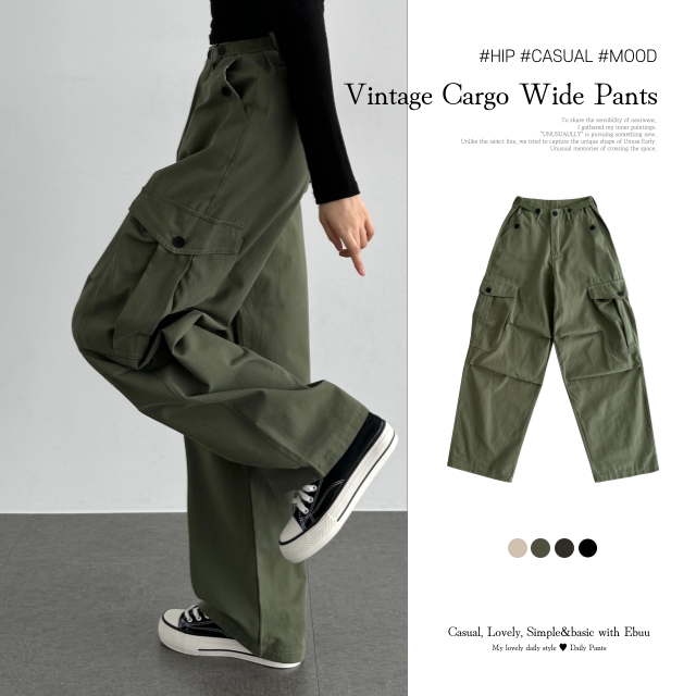 버뮤다 와이드 핀턱 카고 코튼 팬츠 - 상세 이미지 3