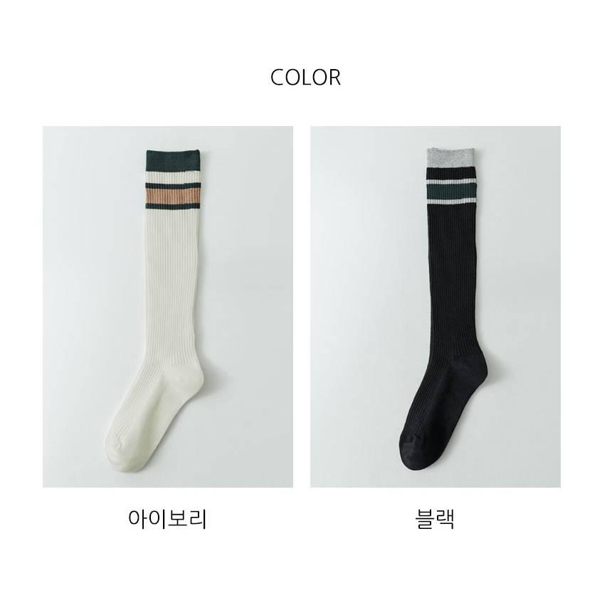 여자 여름 골프 긴 양말 골프 니삭스 배색 - 상세 이미지 2