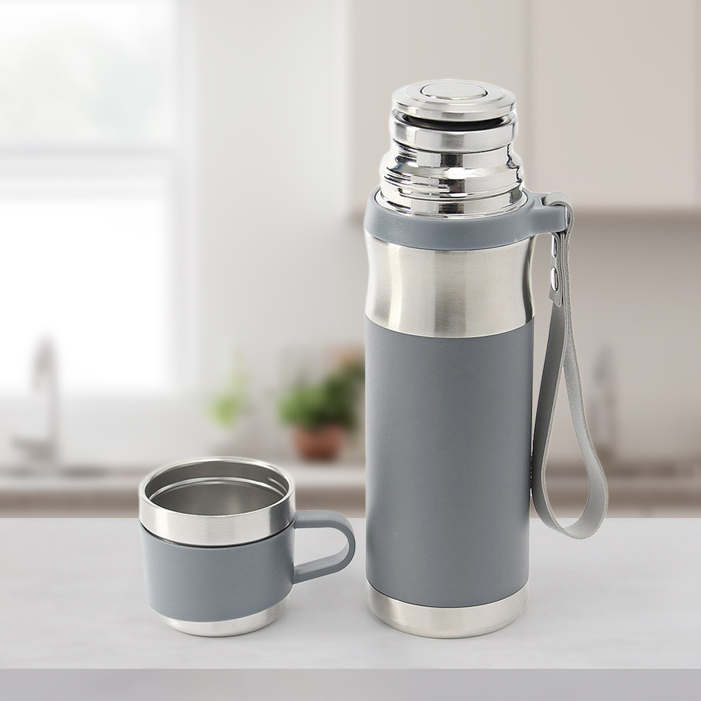 2중속뚜껑 티보틀 보온병 캠핑 등산물병 500ml 그레이 : 어텀 스토어