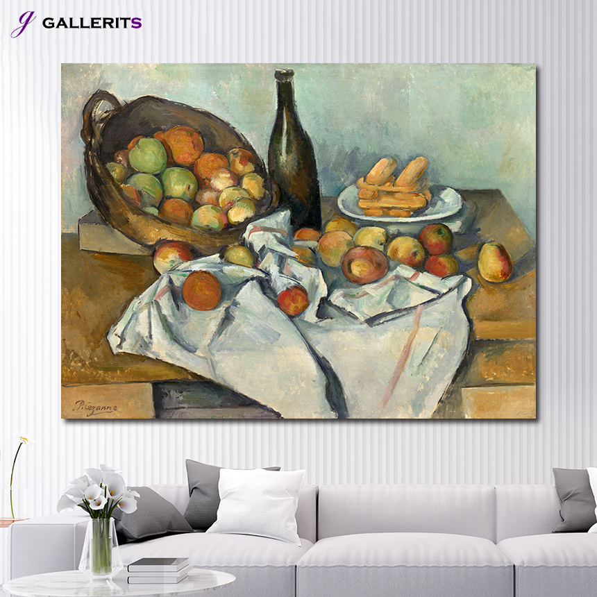 명화 폴 세잔 과일 사과 바구니 그림 인테리어 액자 정물화 중형 - 상품 이미지