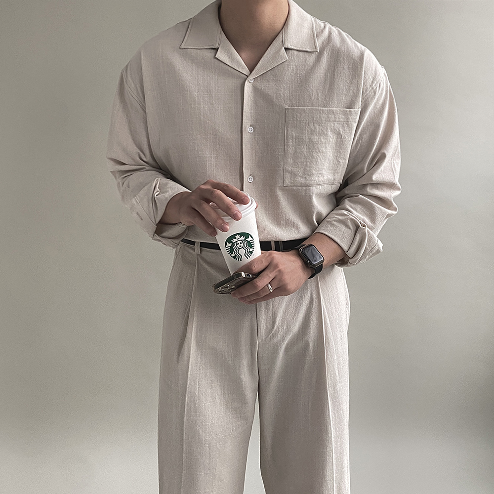남자오버핏남방 남자린넨셔츠 남자마셔츠 - 상세 이미지 4