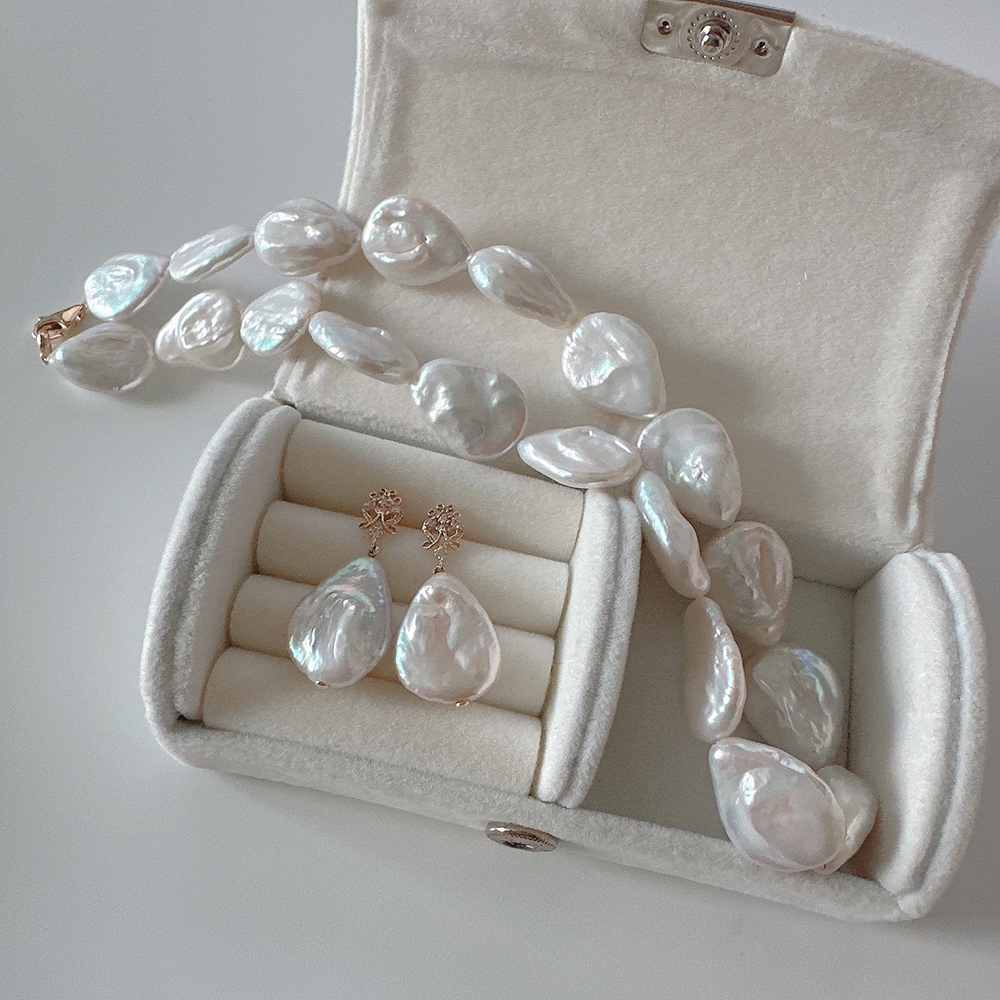 10K 14K 엔틱 담수 물방울 바로크 진주 딸랑이 드롭 귀걸이