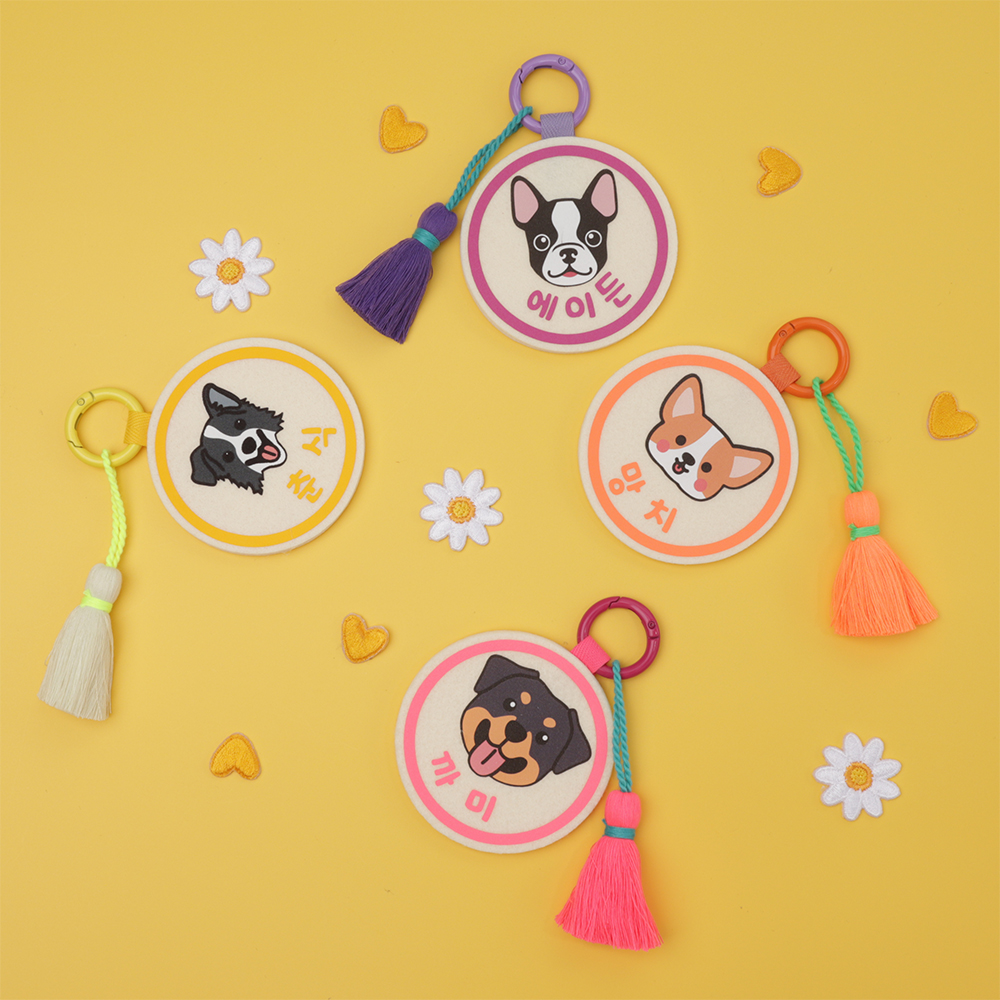 강아지 기능성 인식표 애견 이름표 목걸이 네임택 야간산책