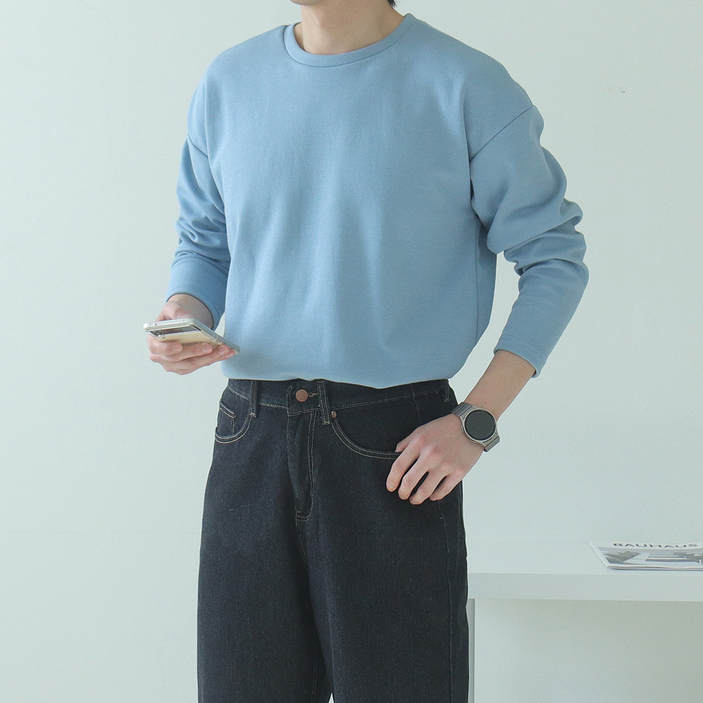 남자긴팔티 빅사이즈 무지 흰색 20수 이너 티셔츠 - 상세 이미지 4
