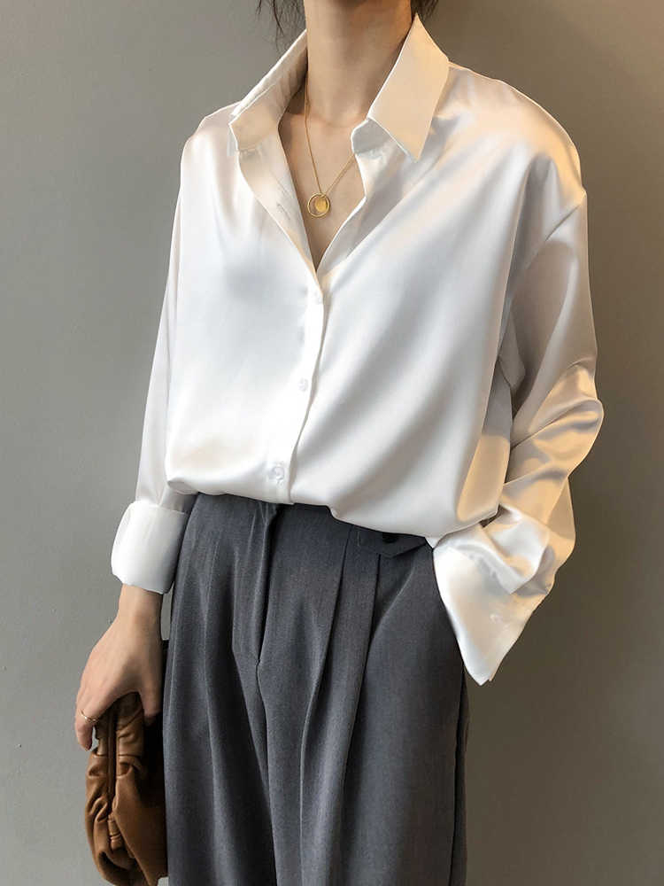 흰남방 정장 실키 흰색 블라우스 하객룩 - 상품 이미지