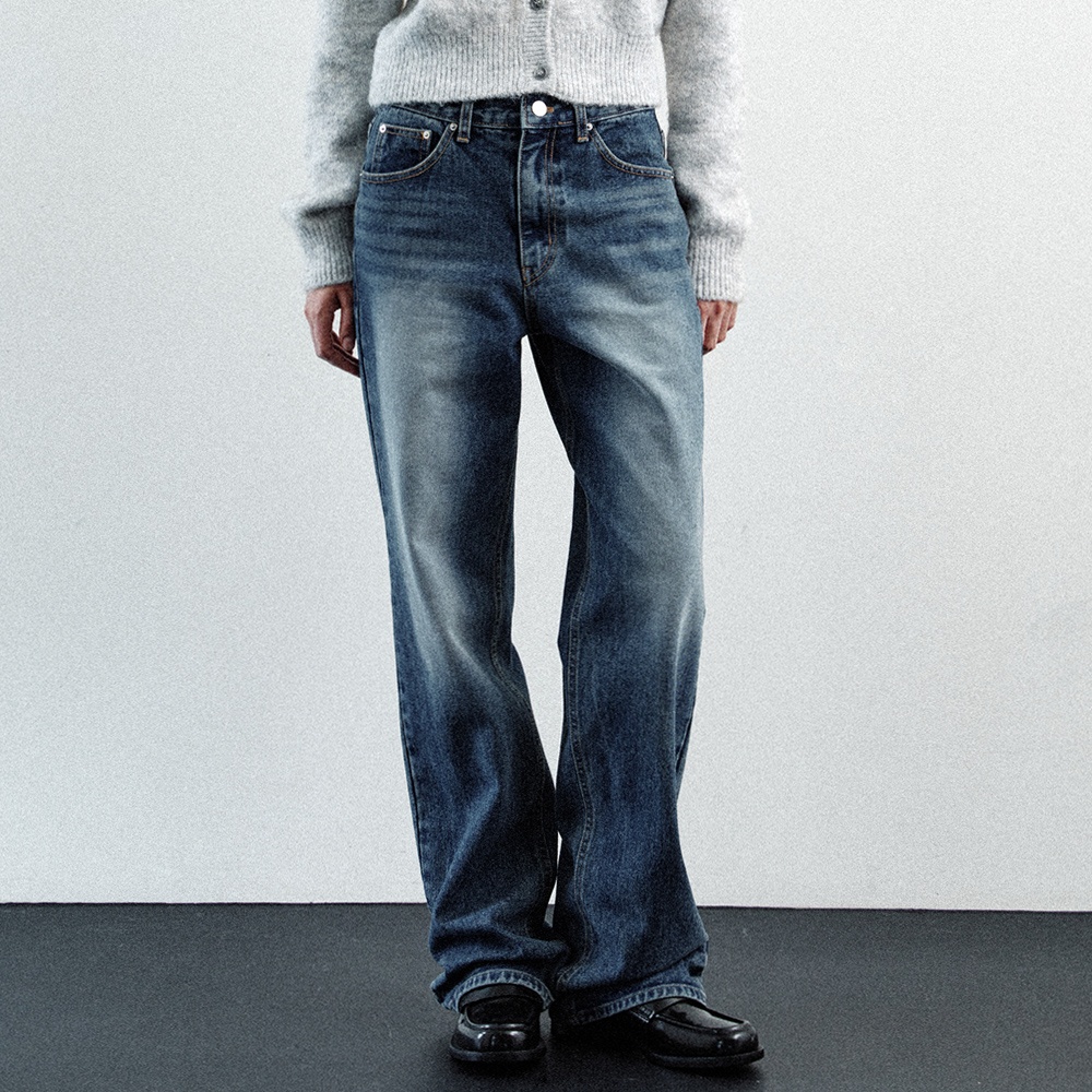 mid blue straight denim pants (blue) - 상품 이미지