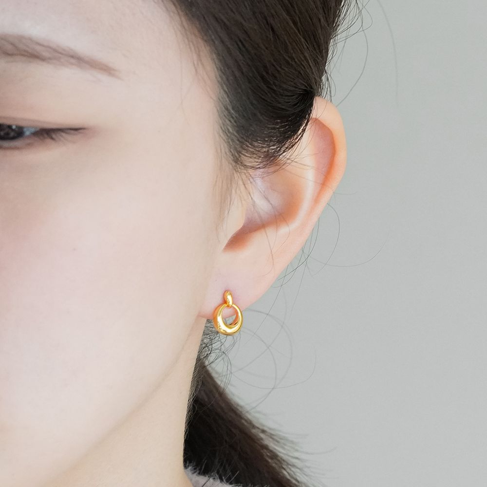 실버925 도넛 스터드 은 귀걸이 볼드 데일리 - 상세 이미지 3