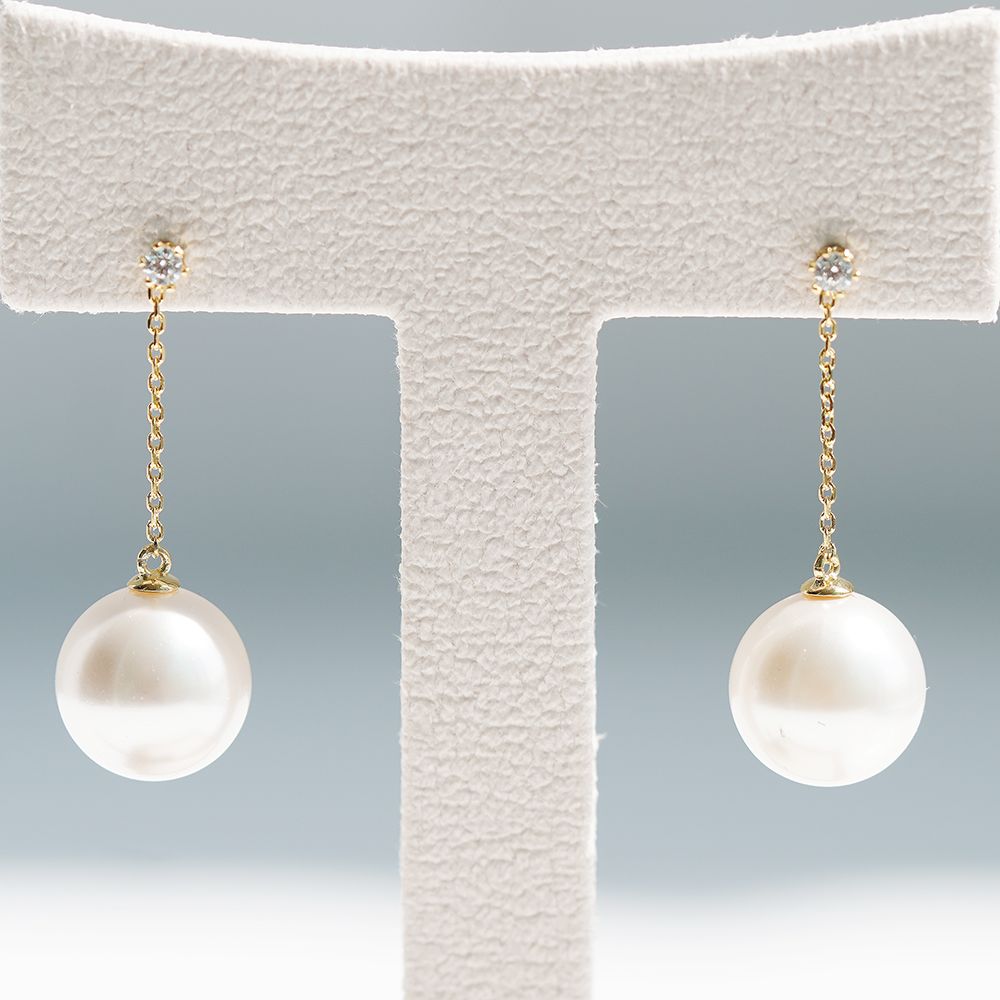 실버925 큐빅 드롭 스와로브스키 진주 귀걸이 - 상세 이미지 4