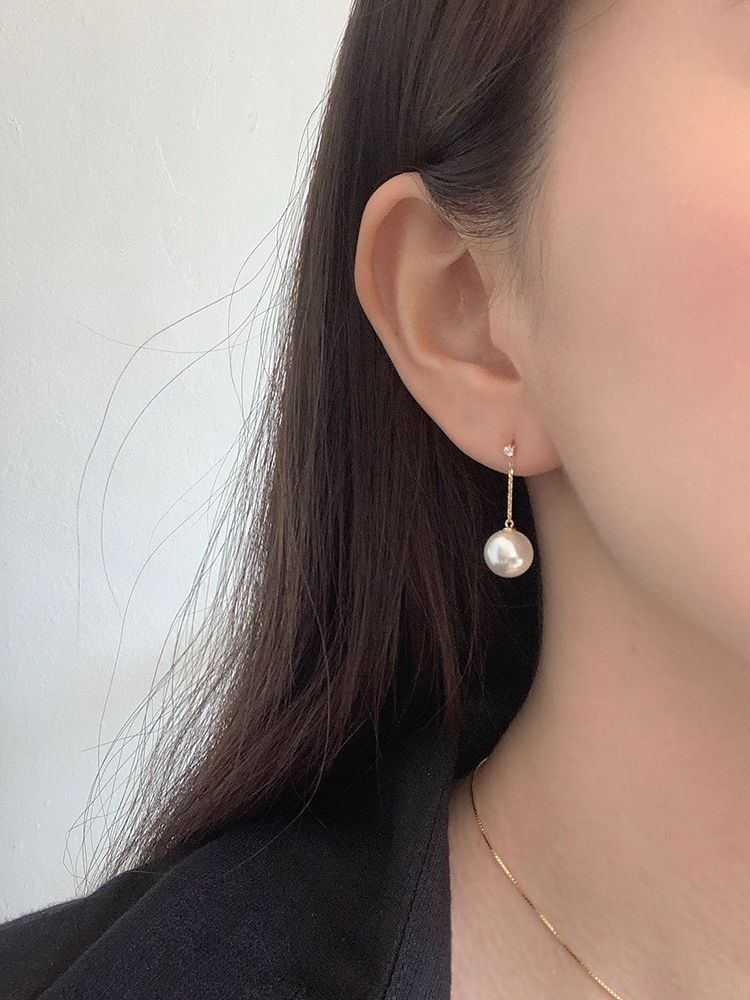 실버925 큐빅 드롭 스와로브스키 진주 귀걸이 - 상품 이미지