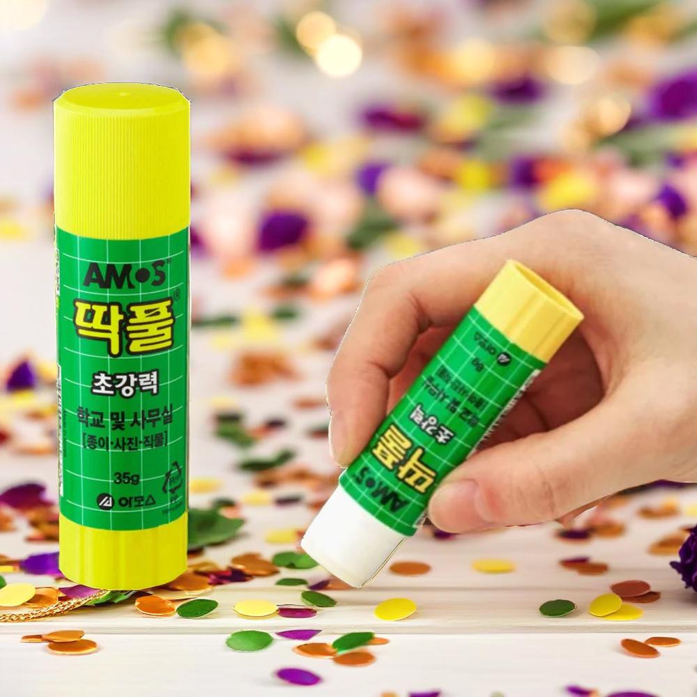 아모스 딱풀 고체풀 풀테이프 접착제 낱개 초강력 다꾸 (3세트) : 도매리더