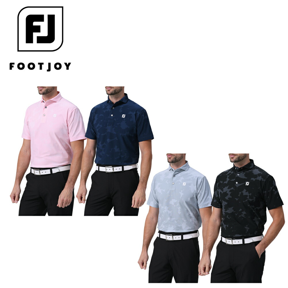 풋조이 FOOTJOY 플로랄 카모 자카드 반팔 와이드 카라 골프 셔츠 FJ-S24-S22 - 상품 이미지