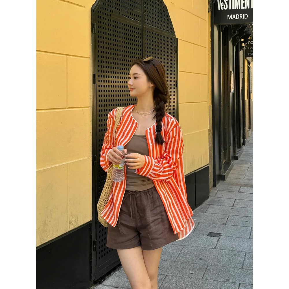 핑계고 57화 김나영 셔츠 블라우스 스트라이프 레드 의상 옷 패션 - 상세 이미지 4