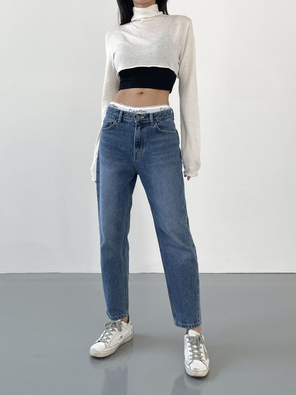 세미 배기청바지 키작녀청바지 여성 봄 가을 보이핏 테이퍼드진 데님 팬츠 - 상세 이미지 2