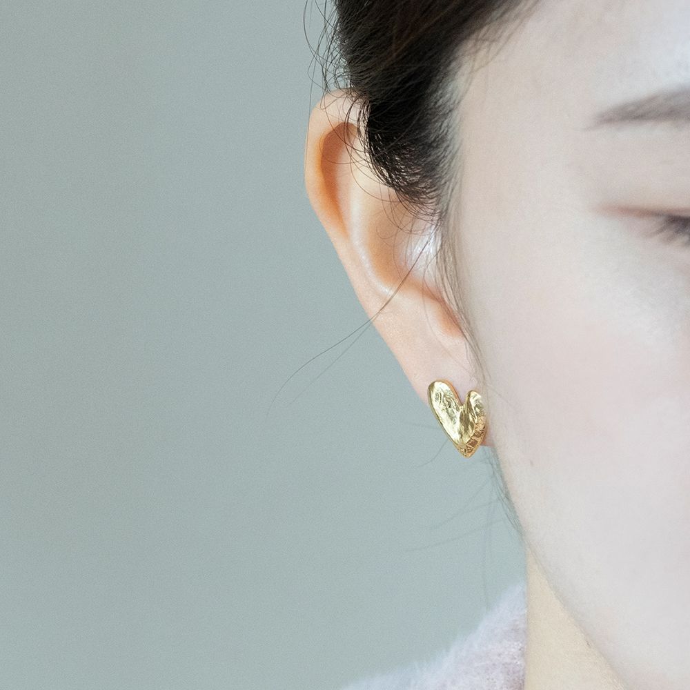 실버925 하트 빈티지 은 귀걸이 볼드 - 상세 이미지 3