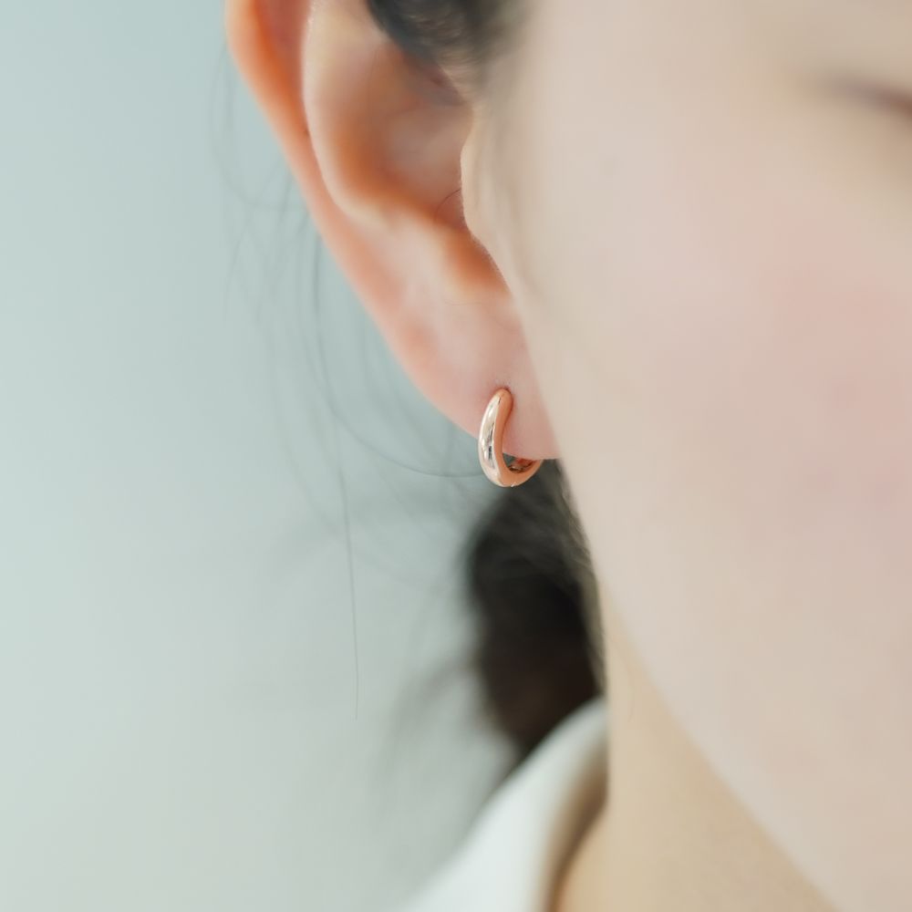 실버925 도넛 미니 원터치 링 은 귀걸이 - 상세 이미지 2