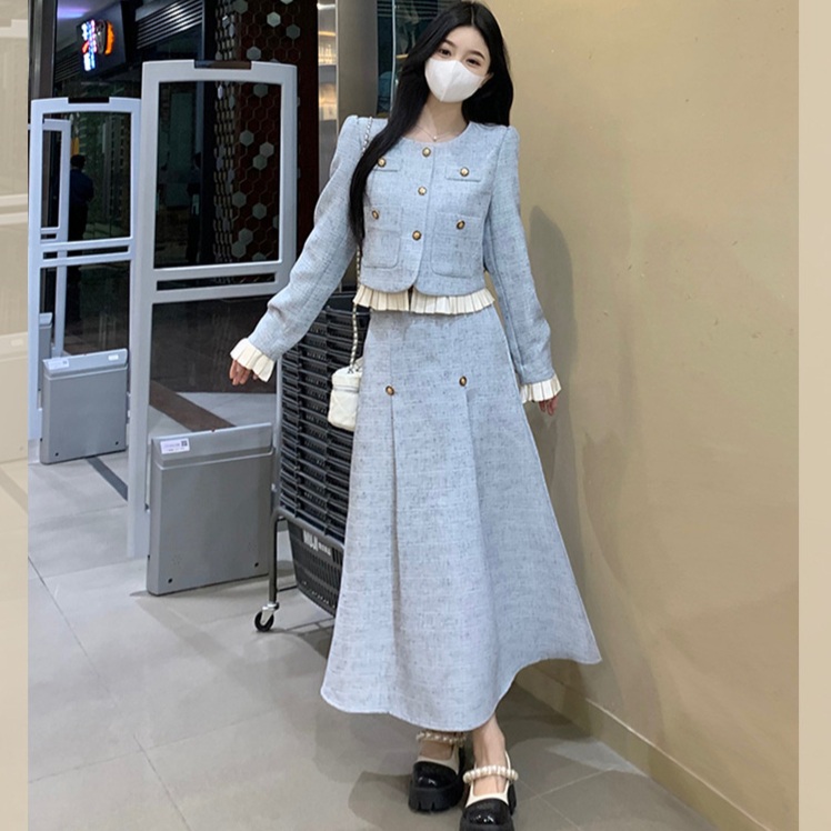 여성 빅사이즈 플레어 롱스커트 투피스세트 - 상세 이미지 2