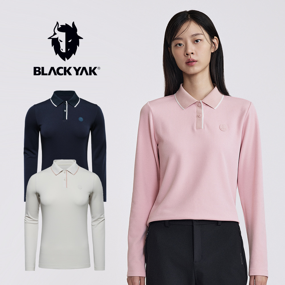 블랙야크 여성 등산복상의 카라 등산긴팔티 - 상품 이미지