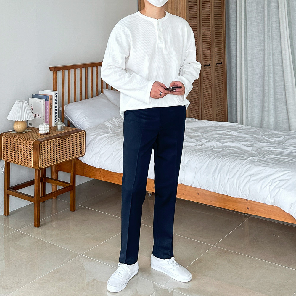 남자 와플 헨리넥 루즈핏 긴팔 니트 티셔츠 6color 이미지 6