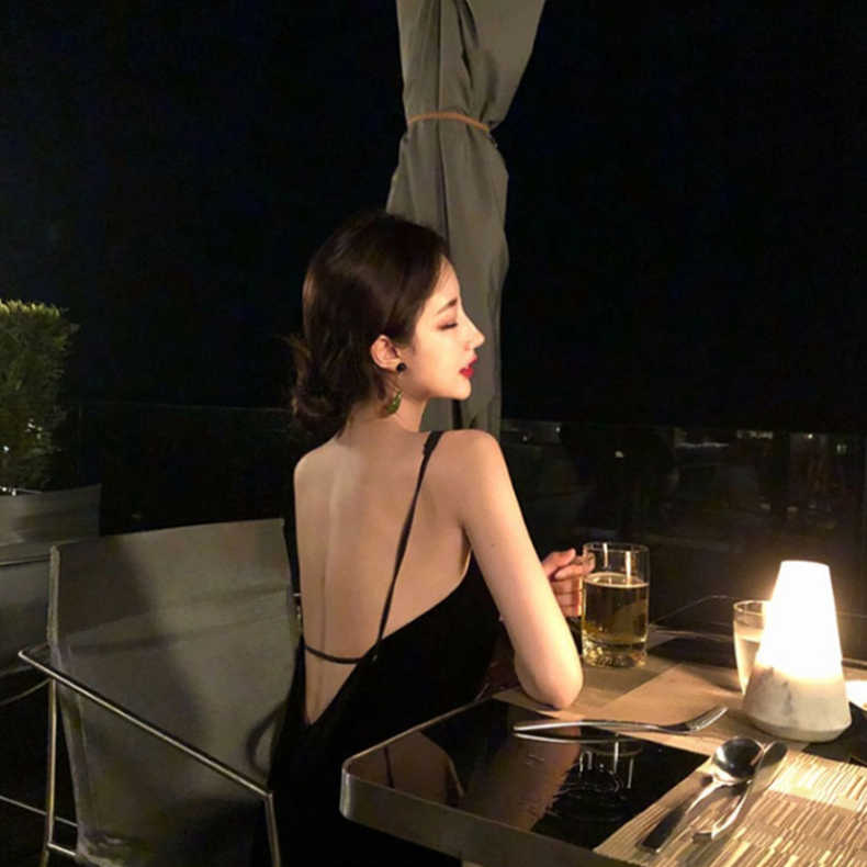 파티 등파인원피스 어깨 끈 원피스 생일 나시 뒷트 - 상세 이미지 2