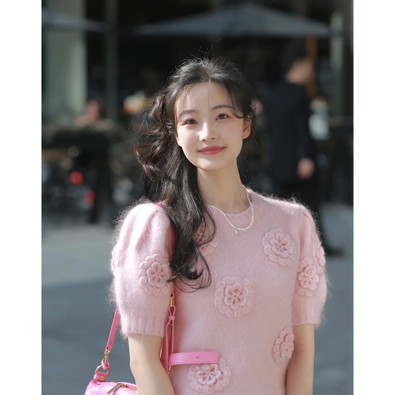 벌거벗은 세계사 168화 이혜성 반팔 니트 라운드넥 플라워 자수 의상 옷 패션 - 상세 이미지 5
