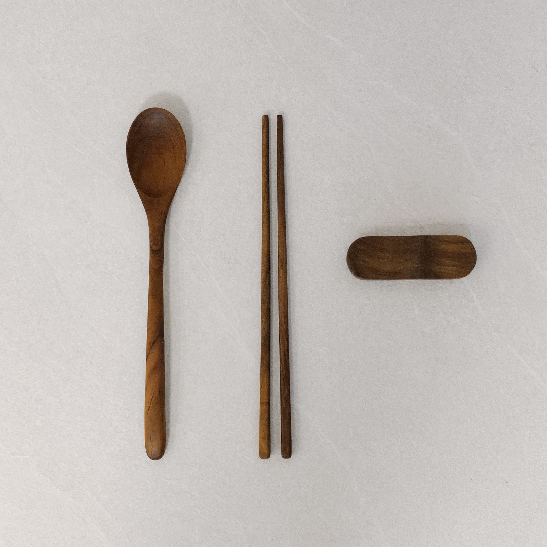 자야키친 산림청인정 티크우드 친환경 원목 수저세트 - 상세 이미지 2