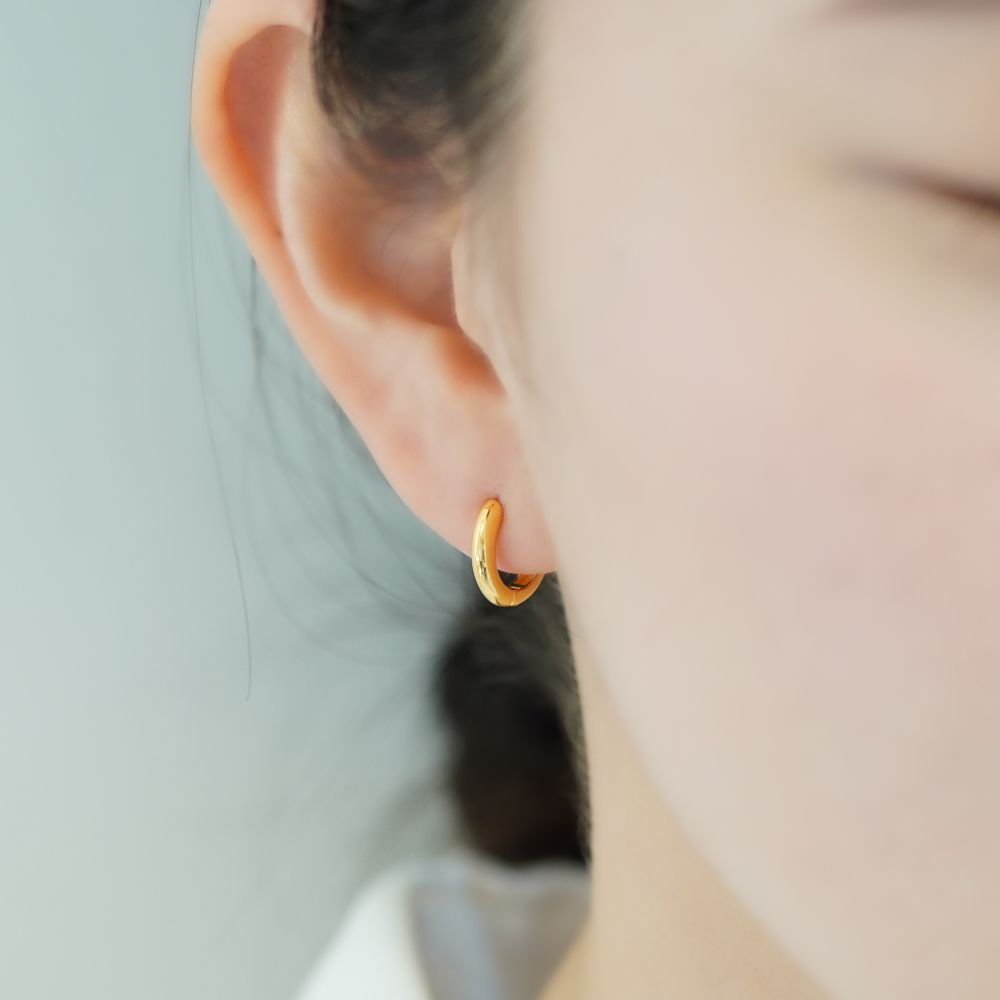 실버925 도넛 미니 원터치 링 은 귀걸이 - 상세 이미지 3