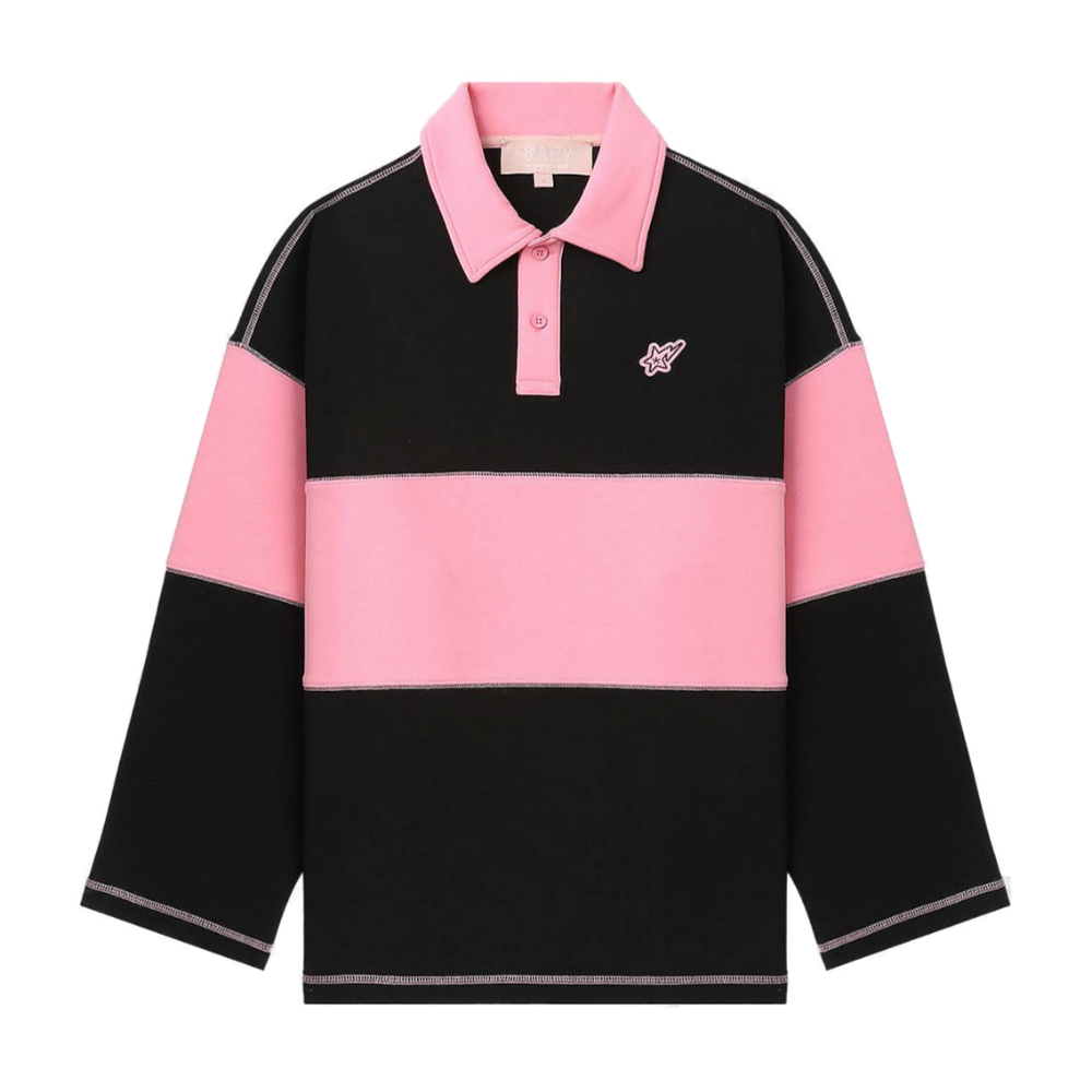 베이프 긴팔티 BAPY STRIPED POLO SWEATSHIRT YK70-212-301 - 메인 이미지