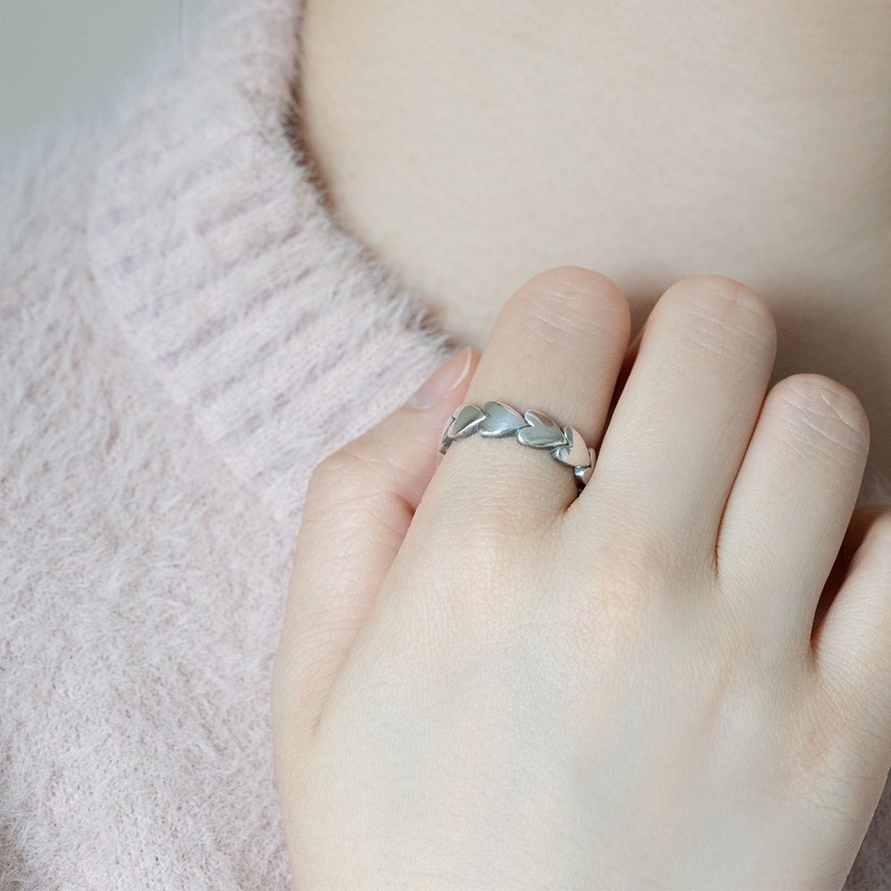 실버925 하트 레이어드 은 반지 미니 볼드 - 상세 이미지 5