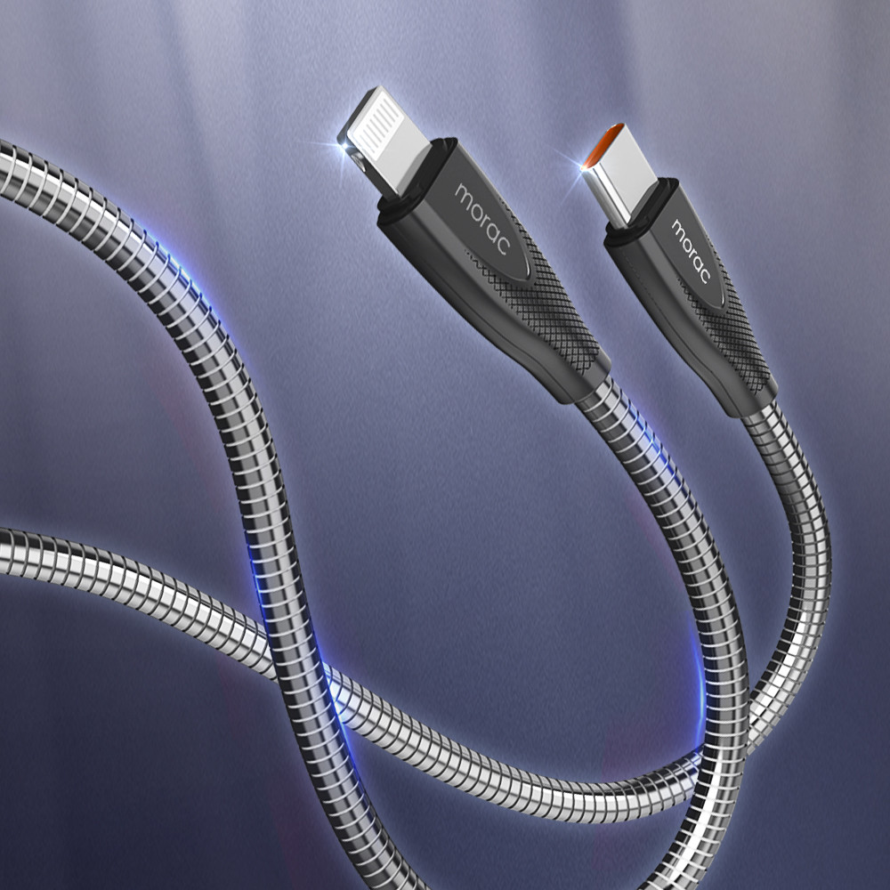 모락 스핑 메탈 USB C to 라이트닝 8핀 PD 고속 충전 케이블 1.5m - 상품 이미지
