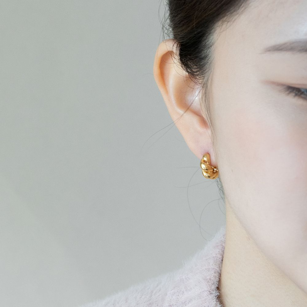 실버925 꽈배기 꼬임 볼드 은 원터치 링 귀걸이 - 상세 이미지 2