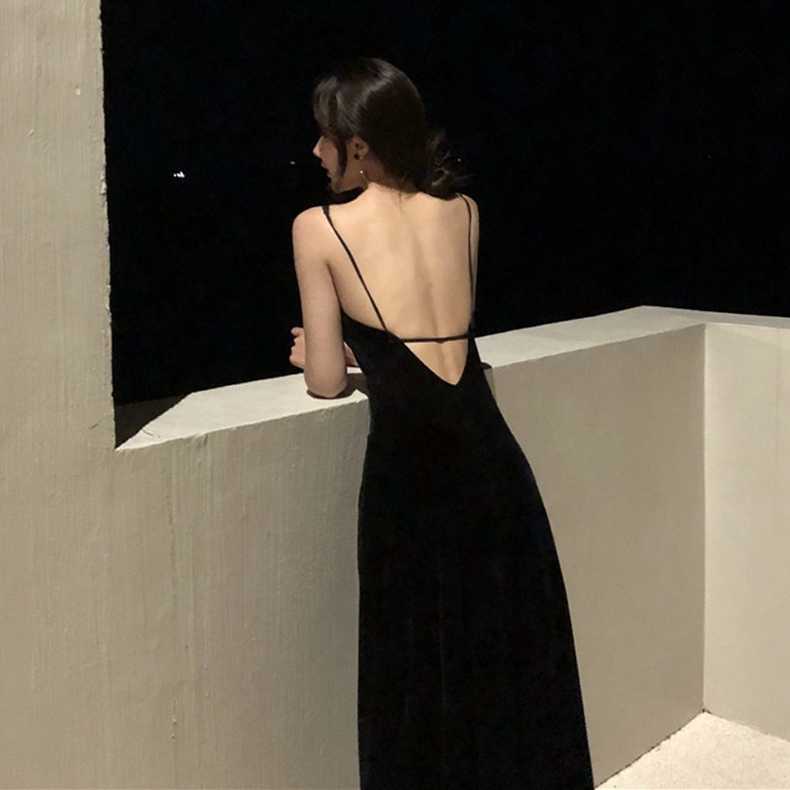 파티 등파인원피스 어깨 끈 원피스 생일 나시 뒷트 - 상품 이미지