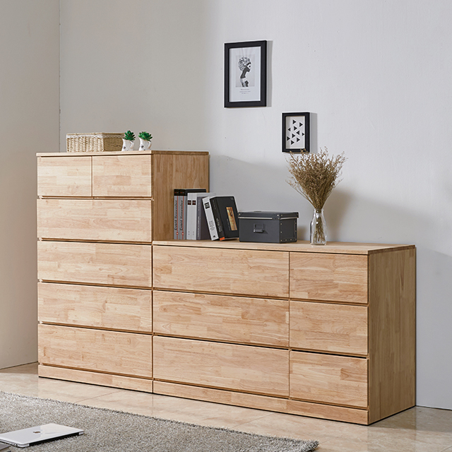 벤누스 원목 드레스룸 안방 화장대 슬림 와이드 옷 서랍장 805x500x770mm, 3단, 네추럴 - 상세 이미지 2