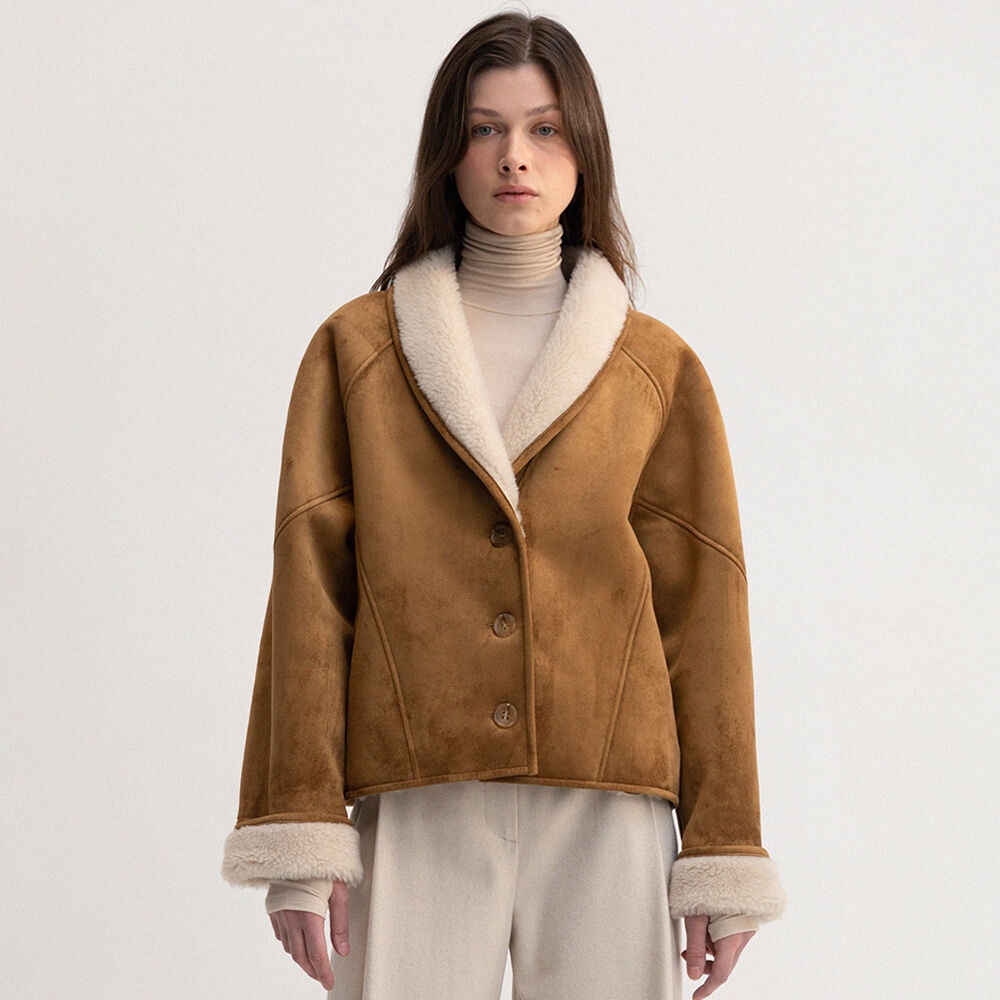 [르] signature shearling jacket (camel) - 상품 이미지