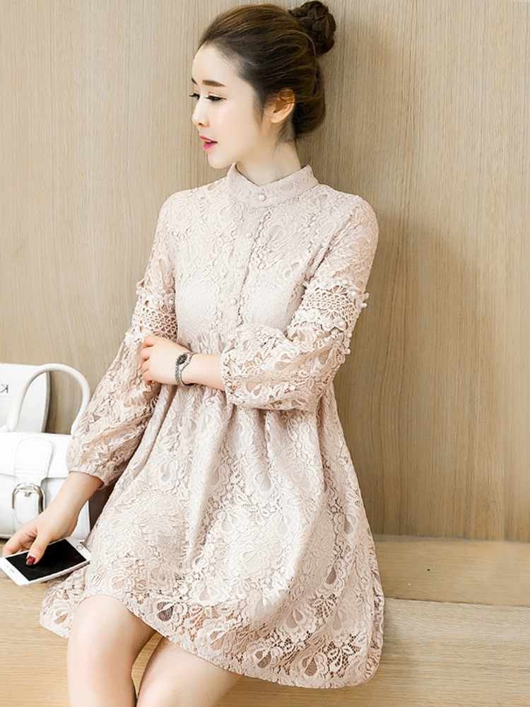 빅사이즈 여름레이스원피스 날씬 펀칭 봄 여성 - 상품 이미지