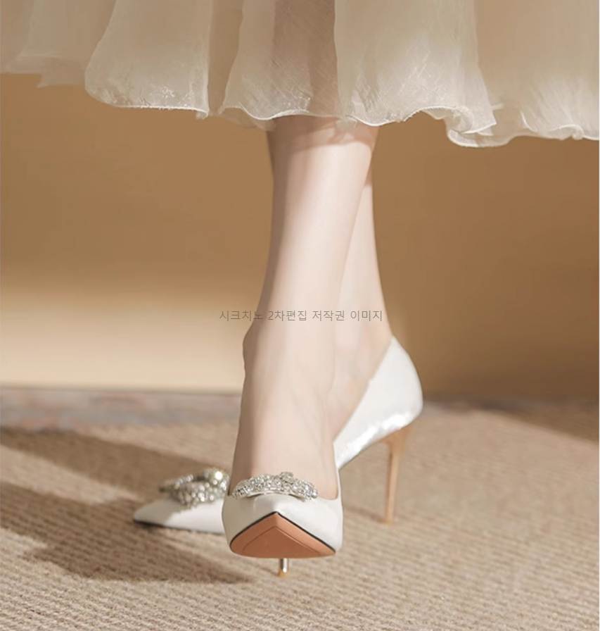 이레토 6,9cm 새틴 결혼식 화이트 웨딩 금장 구두 1color 상세 이미지 10