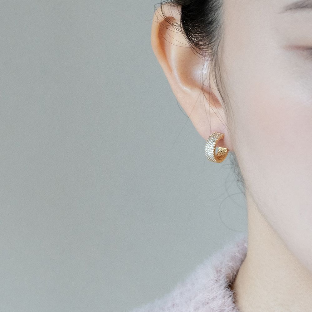 실버925 큐빅 볼드 스터드 은 귀걸이 - 상세 이미지 5