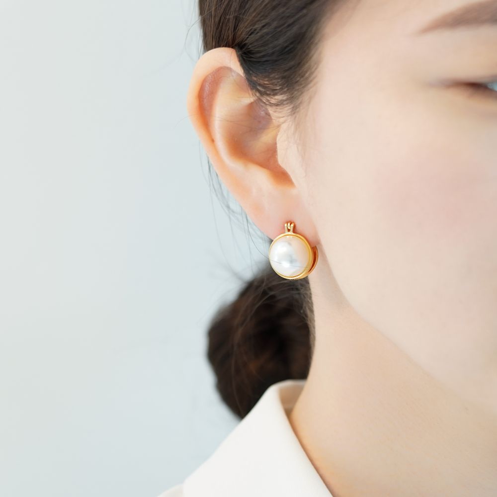 실버925 왕진주 볼드 진주 혼주 귀걸이 - 메인 이미지