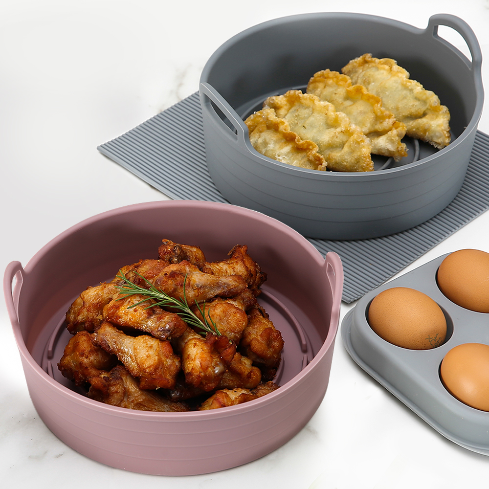 국산 실리콘 에어프라이어 용기 오븐용기 전자레인지 그릇 22CM
