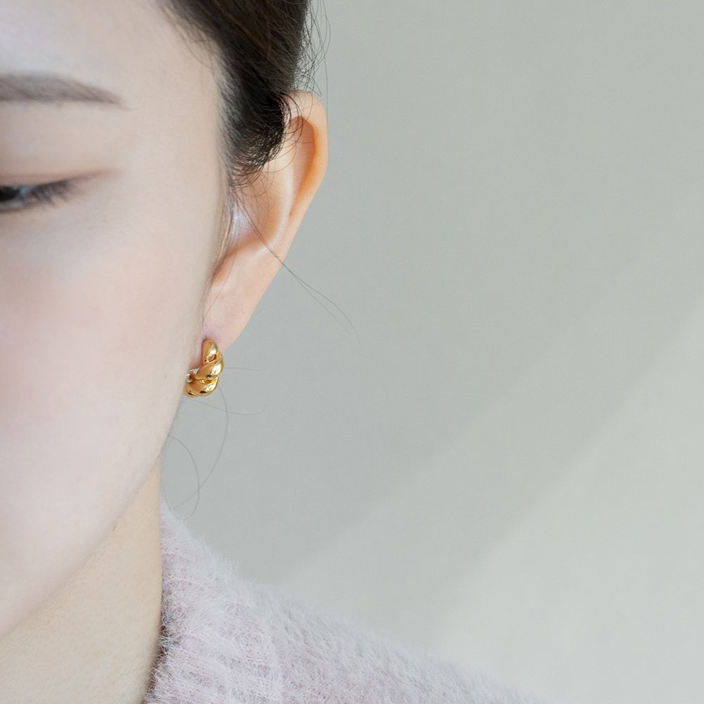 실버925 꽈배기 꼬임 볼드 은 원터치 링 귀걸이 - 상세 이미지 5