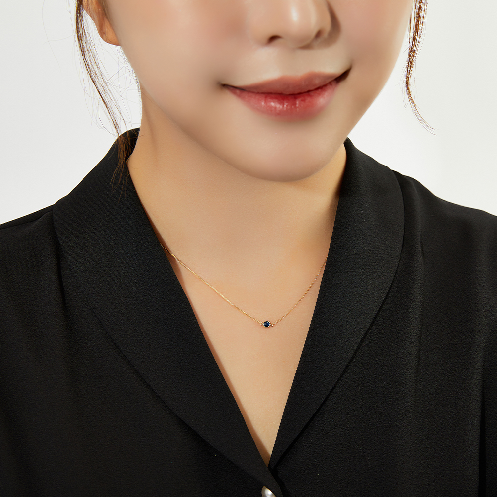 14K 18K 신 커브 체인 탄생석 금 목걸이 이미지 6