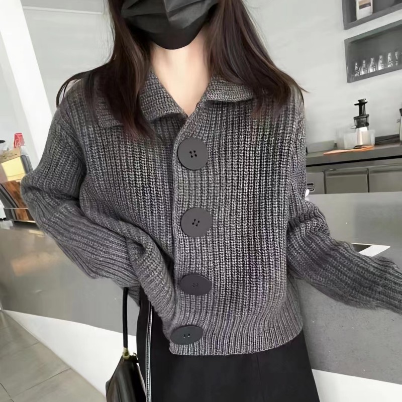 카라넥 프리사이즈 44 55 66 빅단추 가디건 - 메인 이미지